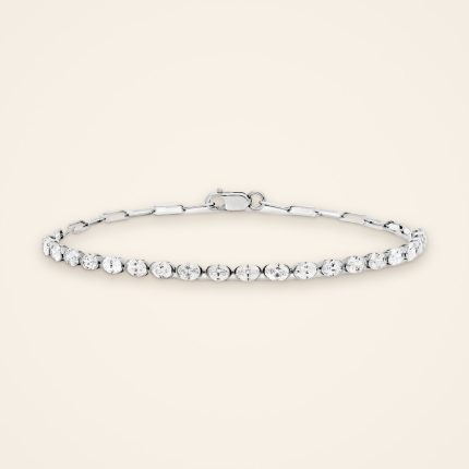 Statement Oval Bezel Diamond Paperclip Bracelet - Traditions
