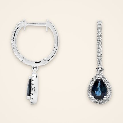 Pear Blue Sapphire Diamond-Framed Drop Earrings - Traditions