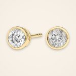 Classic Gold-Rimmed Diamond Stud Earrings - Traditions