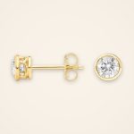 Classic Gold-Rimmed Diamond Stud Earrings - Traditions