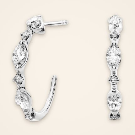 Contemporary Marquise Accent Open Hoop Earrings - Traditions