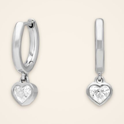 Everyday Swinging Heart Diamond Huggie Earrings - Traditions