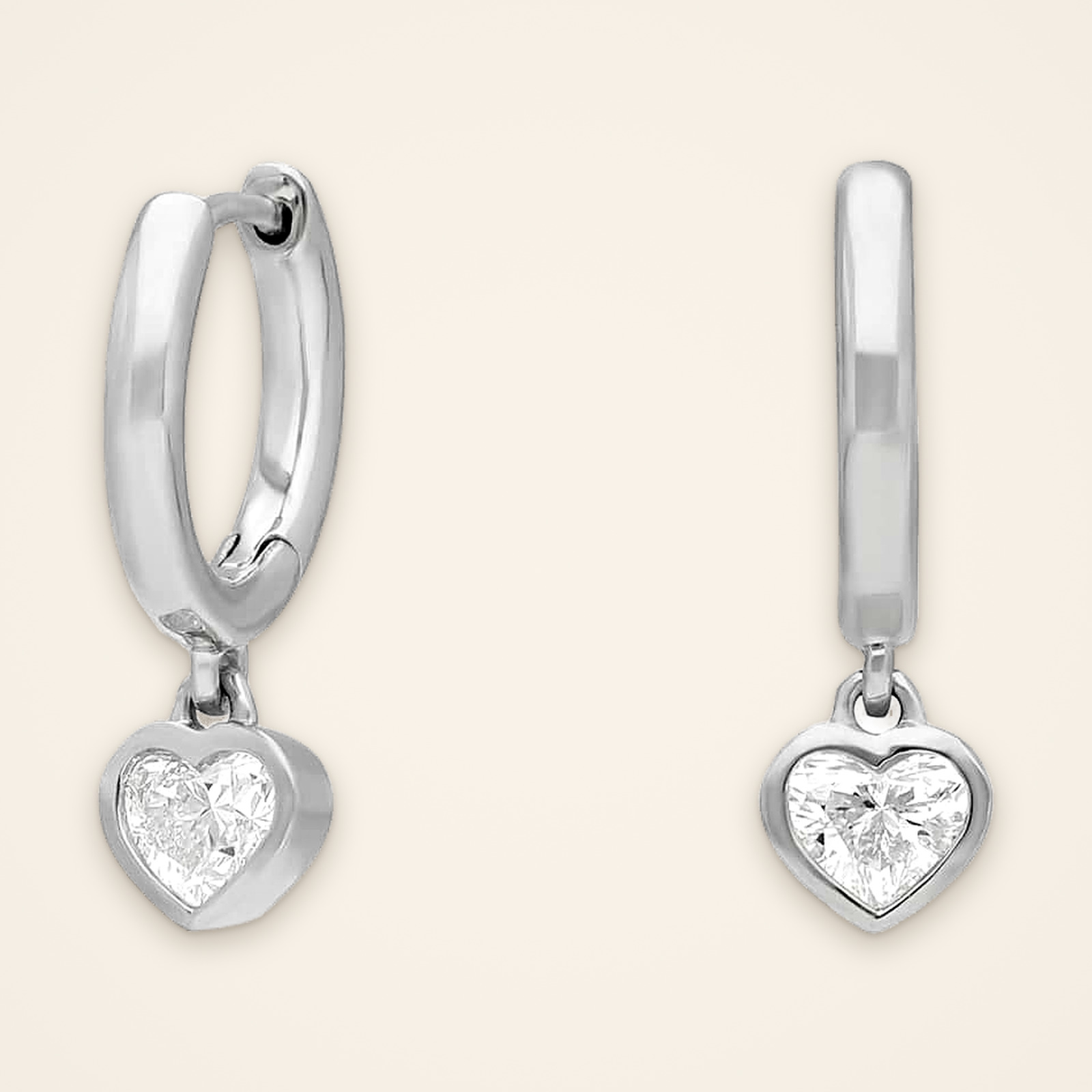 TER084-1 Everyday Swinging Heart Diamond Huggie Earrings - Traditions