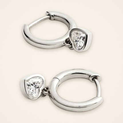 Everyday Swinging Heart Diamond Huggie Earrings - Traditions