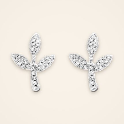 Everyday Three-Leaf Diamond Sprig Stud Earrings - Traditions