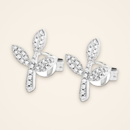 Everyday Three-Leaf Diamond Sprig Stud Earrings - Traditions