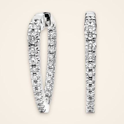 Statement Triangle Platinum Diamond Hoop Earrings - Traditions