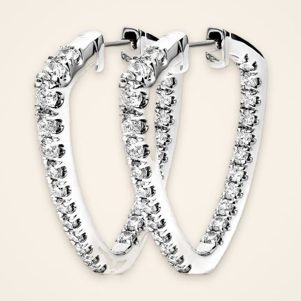 Statement Triangle Platinum Diamond Hoop Earrings - Traditions