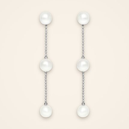 Everyday Three-Pearl Chain Drop Earrings - Traditions