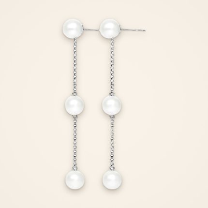 Everyday Three-Pearl Chain Drop Earrings - Traditions