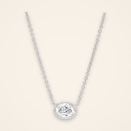 Classic Sideways Oval Diamond Bezel Necklace - Traditions