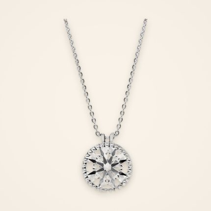 Classic Beaded-Edge Platinum Diamond Pendant - Traditions