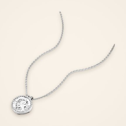 Classic Beaded-Edge Platinum Diamond Pendant - Traditions