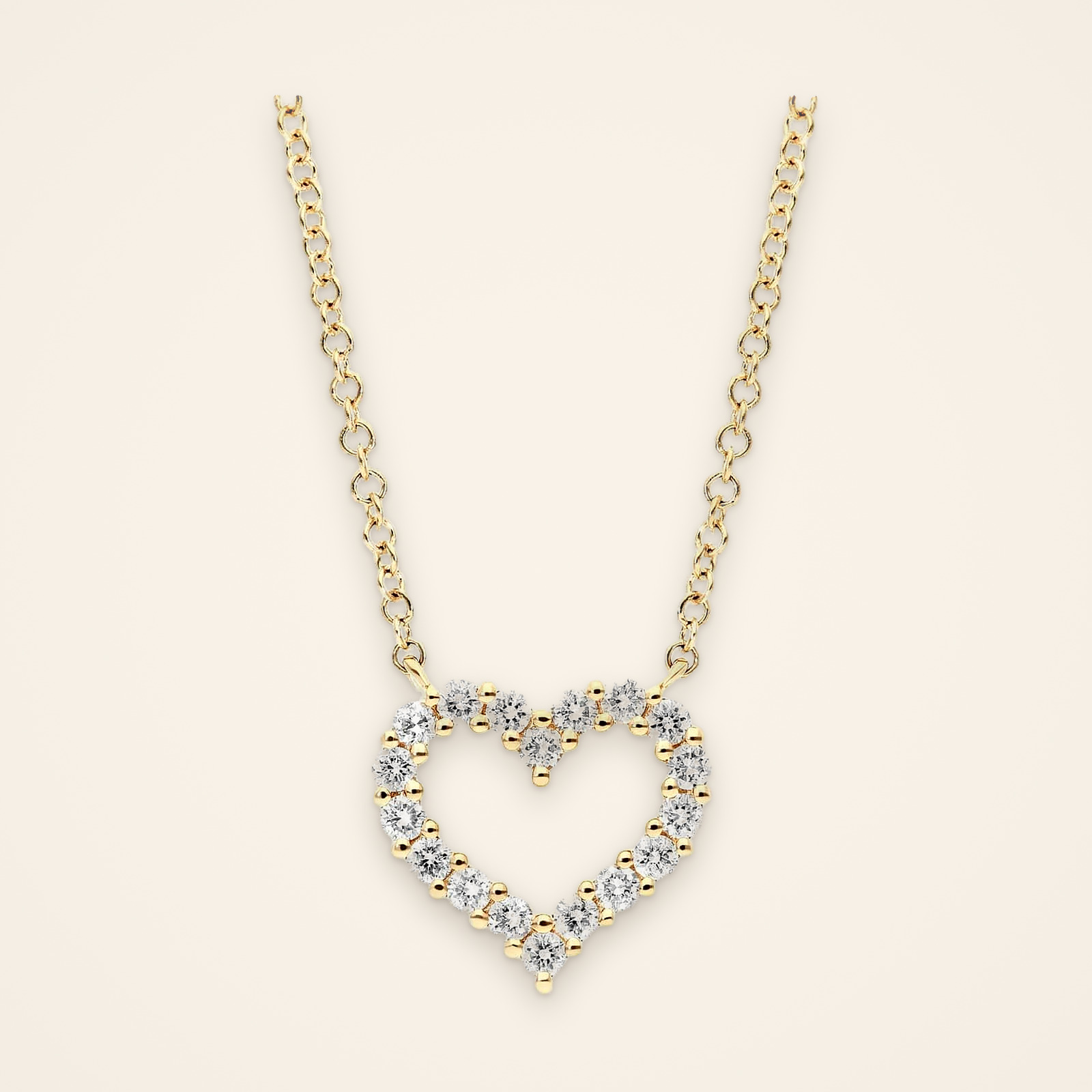 TP099-1 Everyday Open Heart Pavé Diamond Necklace - Traditions