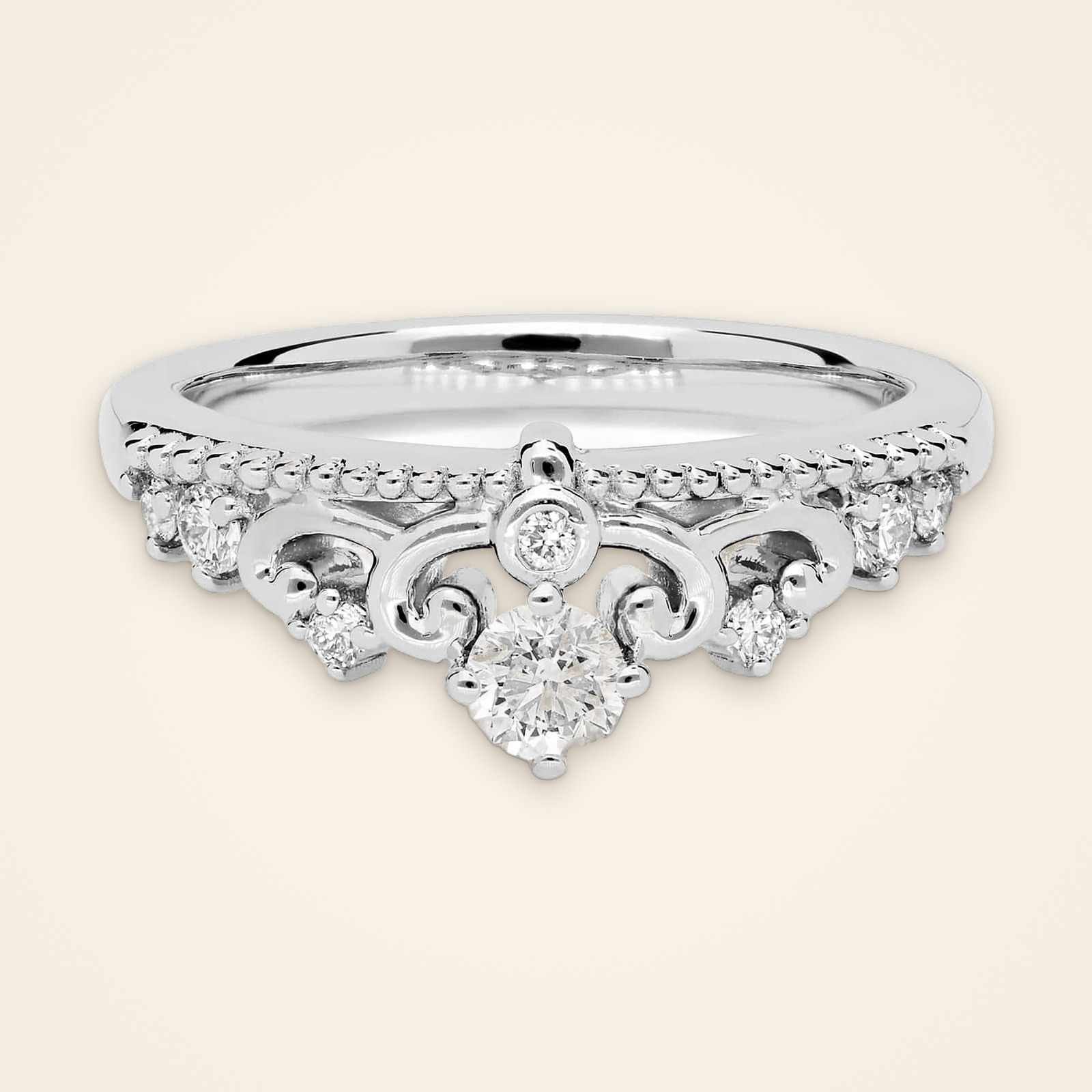 TR084-1 Classic Peaked Platinum Diamond Ring - Traditions