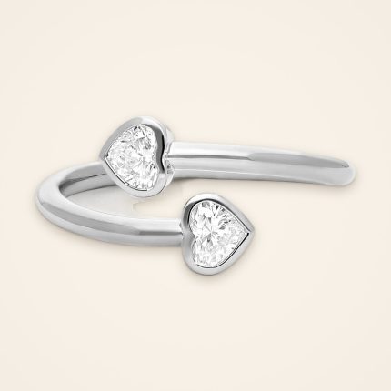 Contemporary Twin-Heart Open Diamond Ring - Traditions