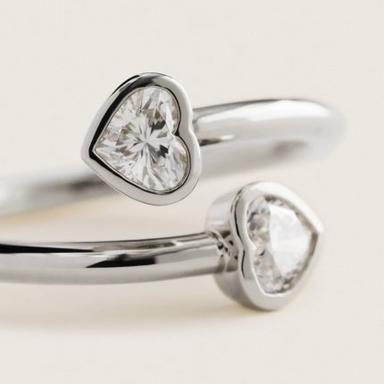 Contemporary Twin-Heart Open Diamond Ring - Traditions