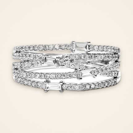 Statement Layered-Row Mixed-Cut Diamond Ring - Traditions