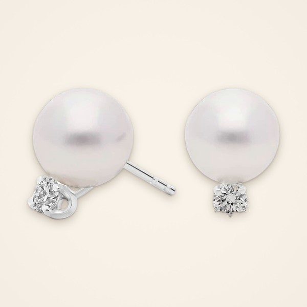 Classic Akoya Pearl Diamond-Accent Stud Earrings - Traditions by Pooja Backliwal
