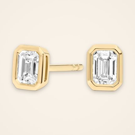 Classic Bezel-Set Emerald-Cut Diamond Stud Earrings - Traditions