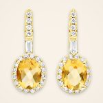 Classic Citrine Halo Gold Drop Earrings - Traditions