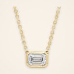 Classic East-West Emerald-Cut Diamond Bezel Necklace - Traditions