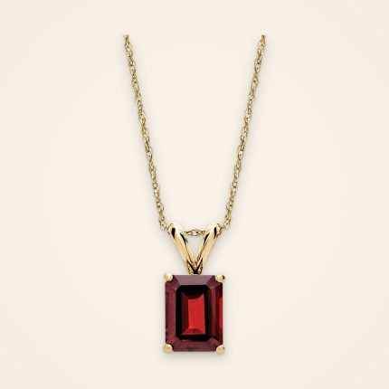 Classic Emerald-Cut Garnet Rope-Chain Necklace - Traditions