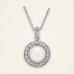 Classic Milgrain-Halo Pearl Silver Pendant - Traditions