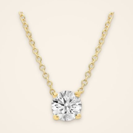 Classic One-Carat Round Diamond Basket Solitaire Necklace - Traditions