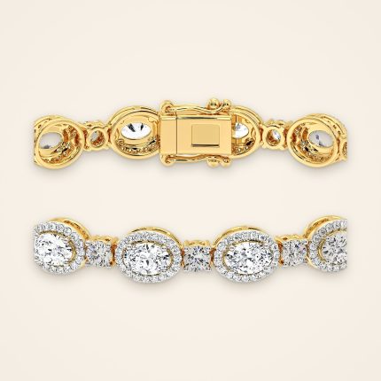Classic Oval Halo Laboratory-Grown Diamond Line Bracelet - Traditions