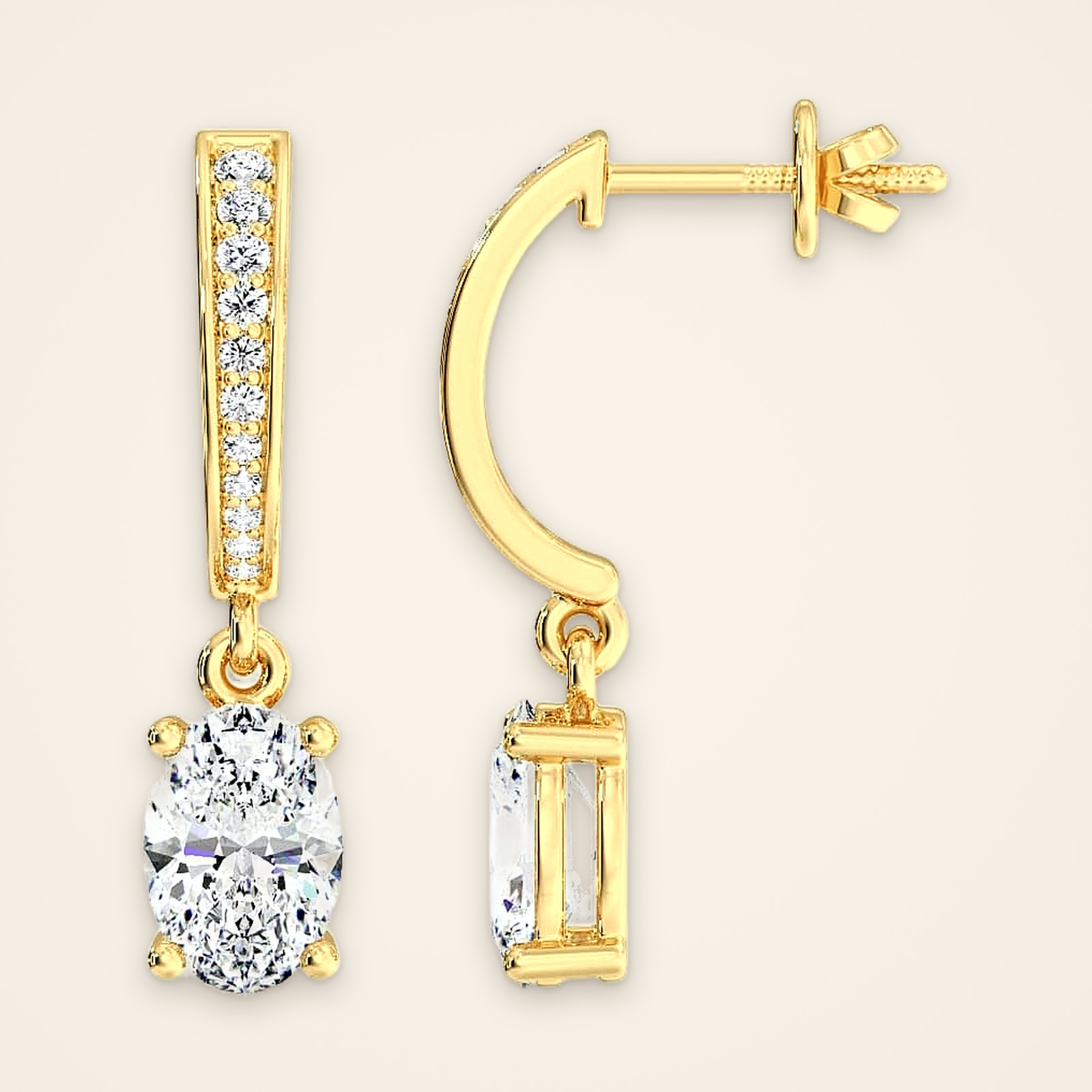 Classic Oval Laboratory-Grown Diamond Bar Drop Earrings - Traditions Classic Oval Laboratory-Grown Diamond Bar Drop Earrings - Traditions