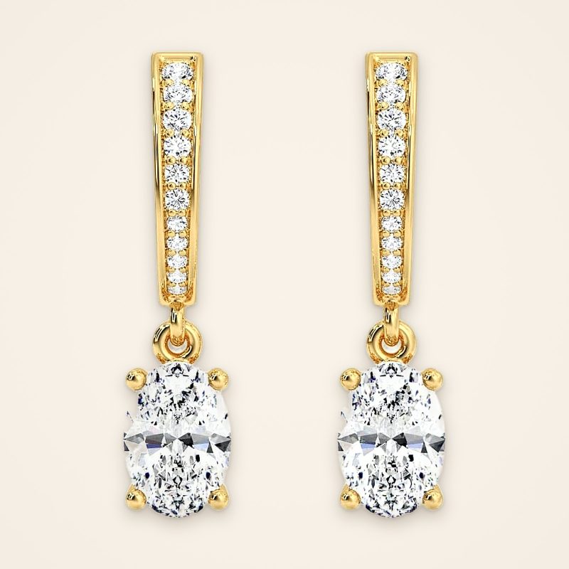 Classic Oval Laboratory-Grown Diamond Bar Drop Earrings - Traditions