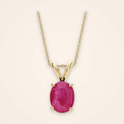 Classic Oval Ruby Gold Pendant - Traditions