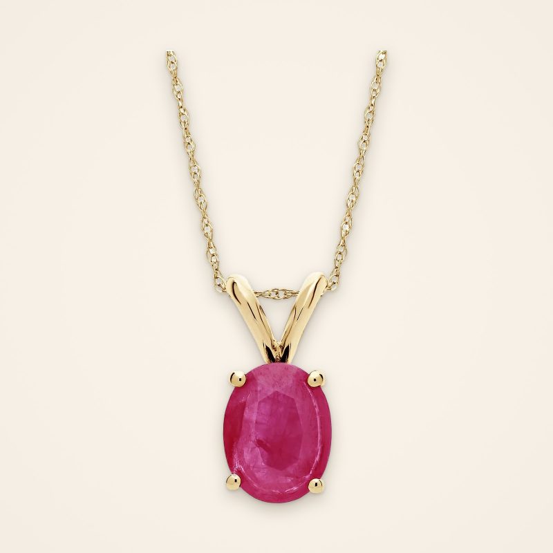 Classic Oval Ruby Gold Pendant - Traditions