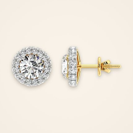 Classic Round Laboratory-Grown Diamond Halo Screw-Back Studs - Traditions