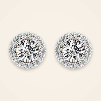Classic Round Laboratory-Grown Diamond Halo Screw-Back Studs - Traditions