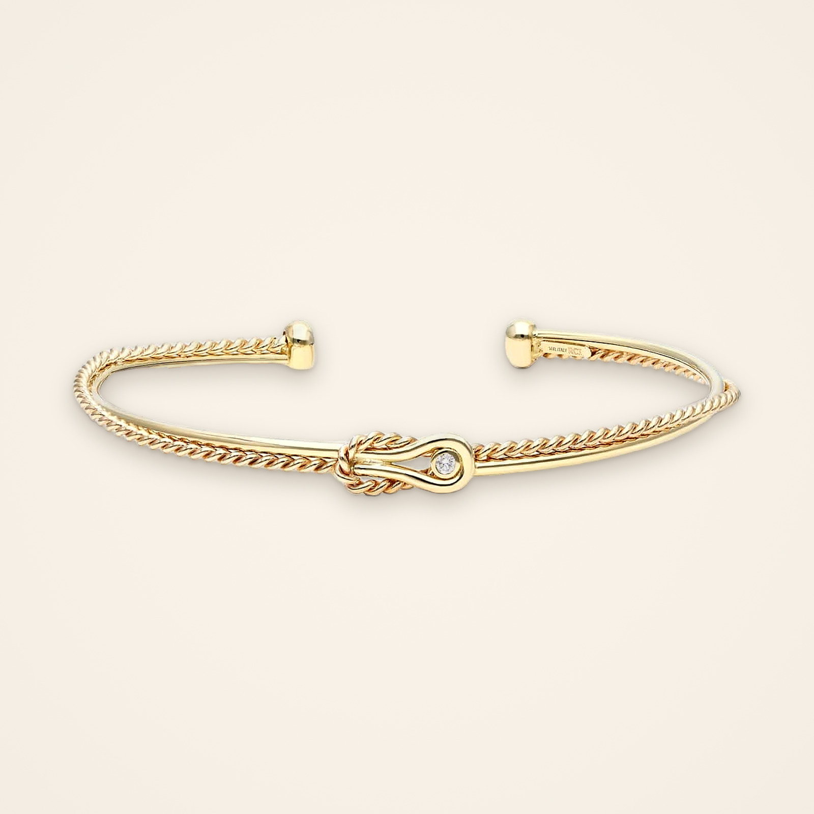 Contemporary Knotted Rope and Polished Wire Diamond Cuff - Traditions Contemporary Knotted Rope and Polished Wire Diamond Cuff - Traditions