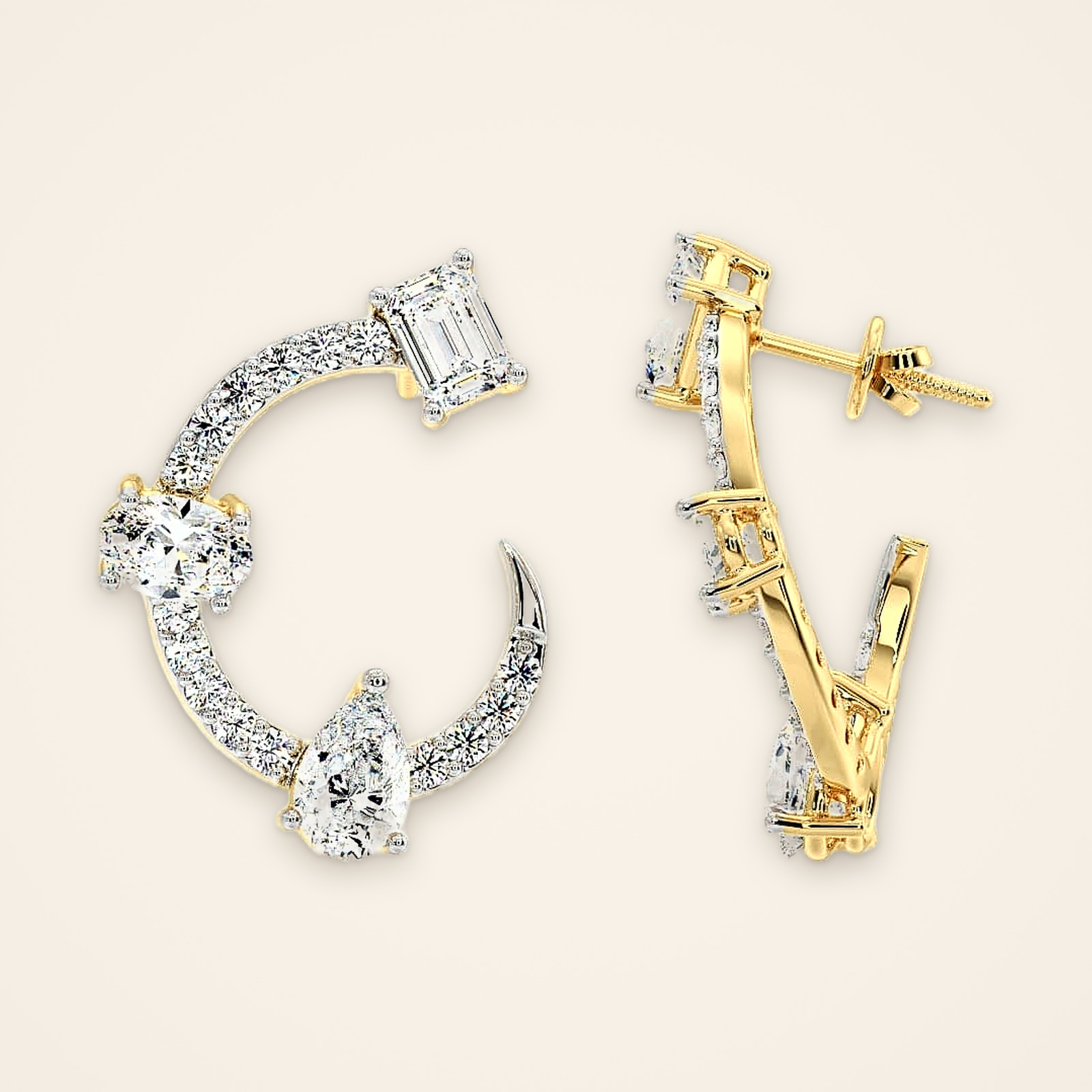 Contemporary Mixed-Shape Laboratory-Grown Diamond Open Hoop Earrings - Traditions Contemporary Mixed-Shape Laboratory-Grown Diamond Open Hoop Earrings - Traditions