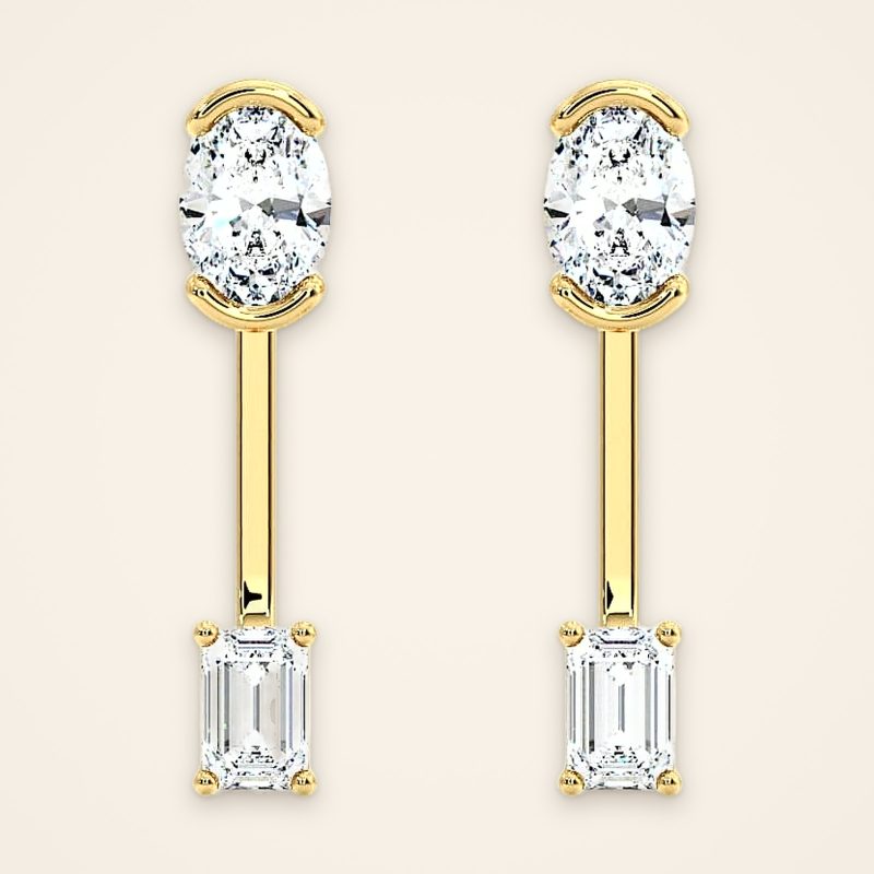 Contemporary Oval Laboratory-Grown Diamond Stud and Jacket Earrings - Traditions