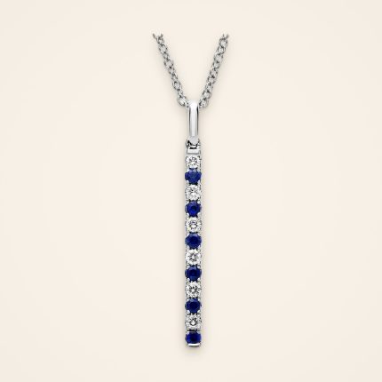 Contemporary Sapphire and Diamond Drop-Bar Pendant - Traditions