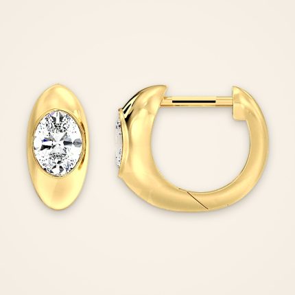 Contemporary Vertical Oval Laboratory-Grown Diamond Hoop Earrings - Traditions