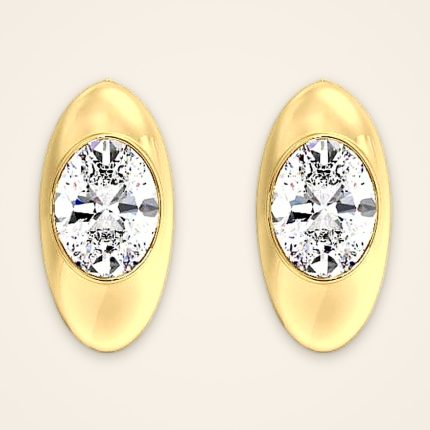 Contemporary Vertical Oval Laboratory-Grown Diamond Hoop Earrings - Traditions