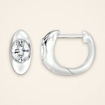 Contemporary Vertical Oval Laboratory-Grown Diamond Hoop Earrings - Traditions