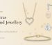 Dhanteras Diamond Jewellery Guide: Everyday Open Heart Pavé Diamond Necklace, Everyday Pearl and Topaz Silver Drop Earrings, Classic One-Carat Round Diamond Stud Earrings and Classic Basket-Set Two-Carat Tennis Bracelet on warm ivory