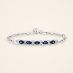 Everyday Blue Sapphire Station Paperclip Bracelet - Traditions