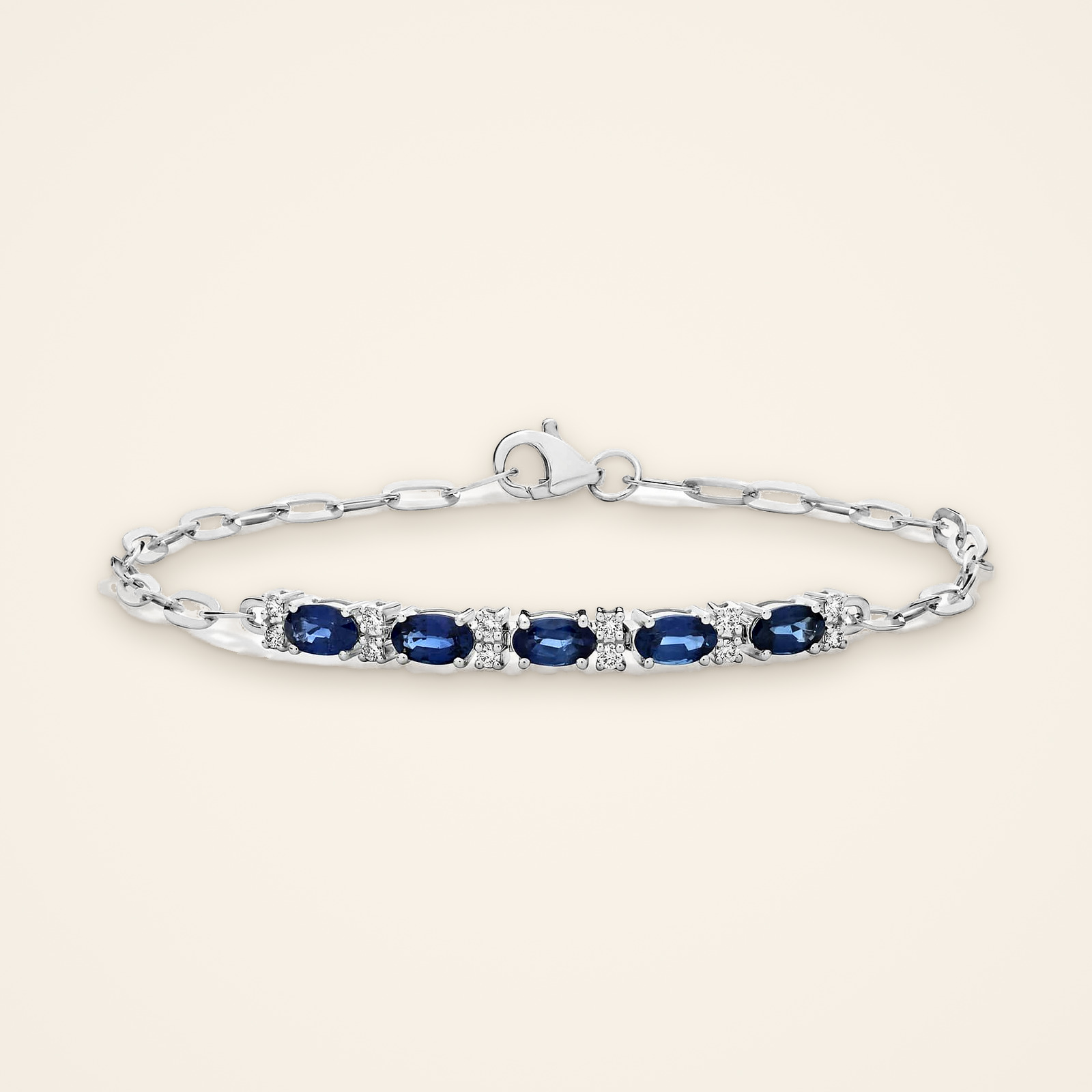 everyday-blue-sapphire-station-paperclip-bracelet-1 Everyday Blue Sapphire Station Paperclip Bracelet - Traditions