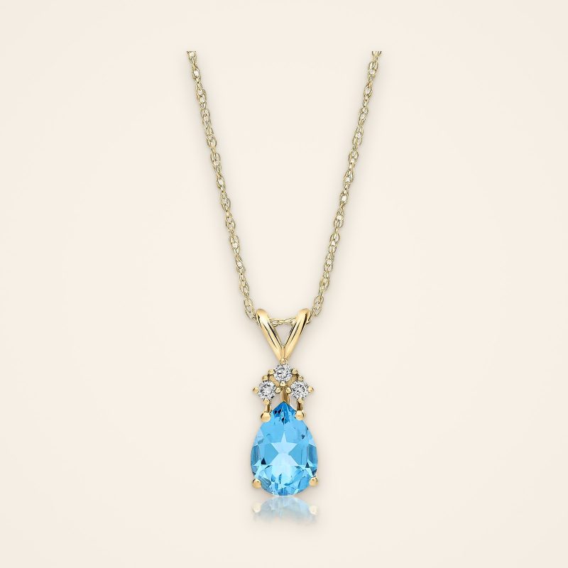 Everyday Blue Topaz Teardrop Gold Pendant - Traditions