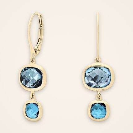 Everyday Graduated Blue Topaz Bezel Drop Earrings - Traditions