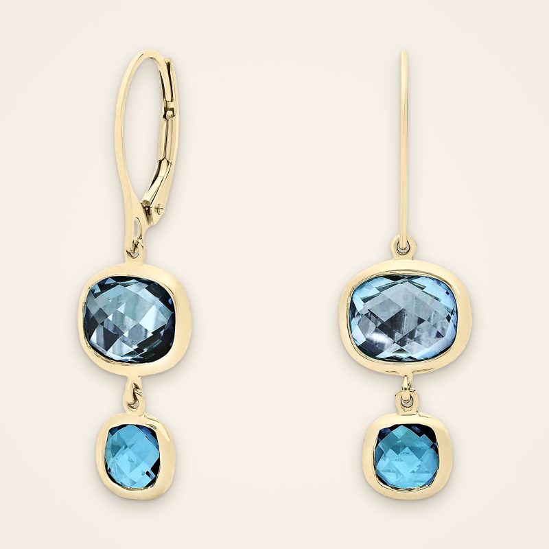 Everyday Graduated Blue Topaz Bezel Drop Earrings - Traditions