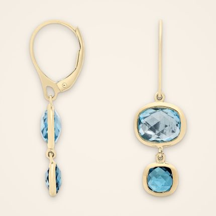Everyday Graduated Blue Topaz Bezel Drop Earrings - Traditions